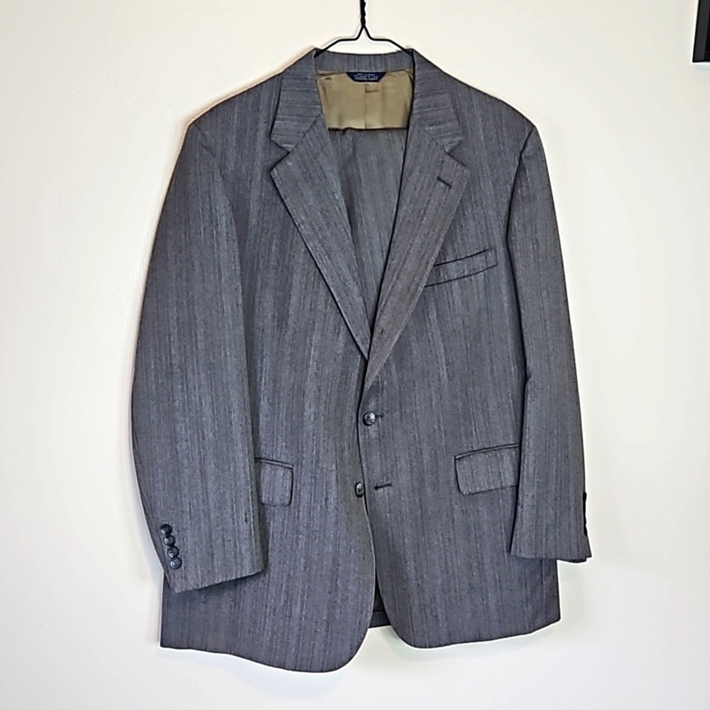 Cricketer Harris & Frank Grey Chevron Wool Vintage Suit